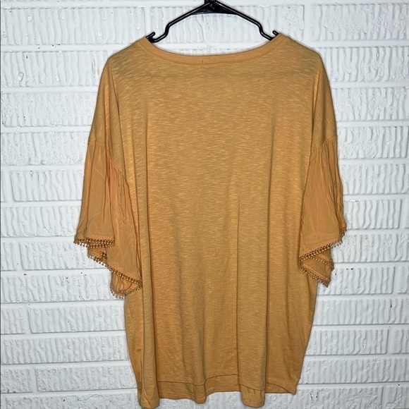 Democracy Mustard Lace-Up Short Sleeve Top - Picture 2 of 5